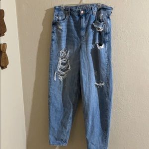 Distressed mom jeans
